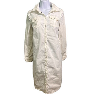 Nina Leonard Shirt Dress Womens S White Pearl Snap Western Base Layer Minimalist